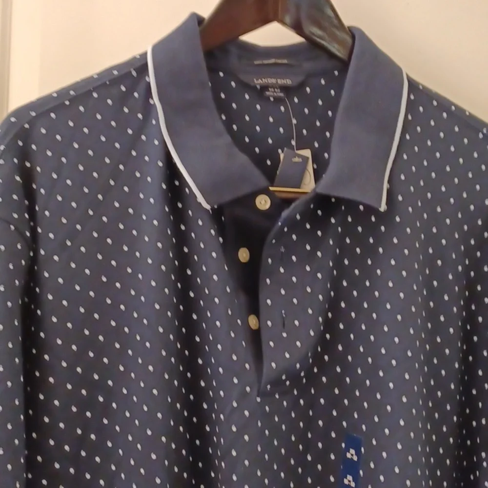 Lands End Navy Polo XXL Supima Cotton - Picture 2 of 11